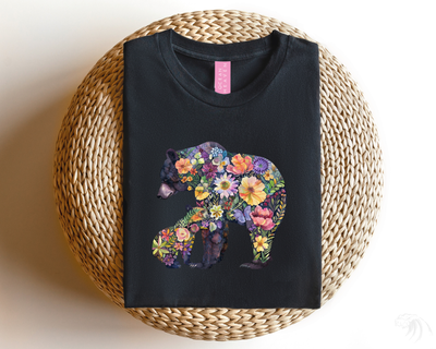 Floral Mama Bear Tee black color