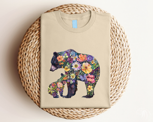 Floral Mama Bear Tee sand color