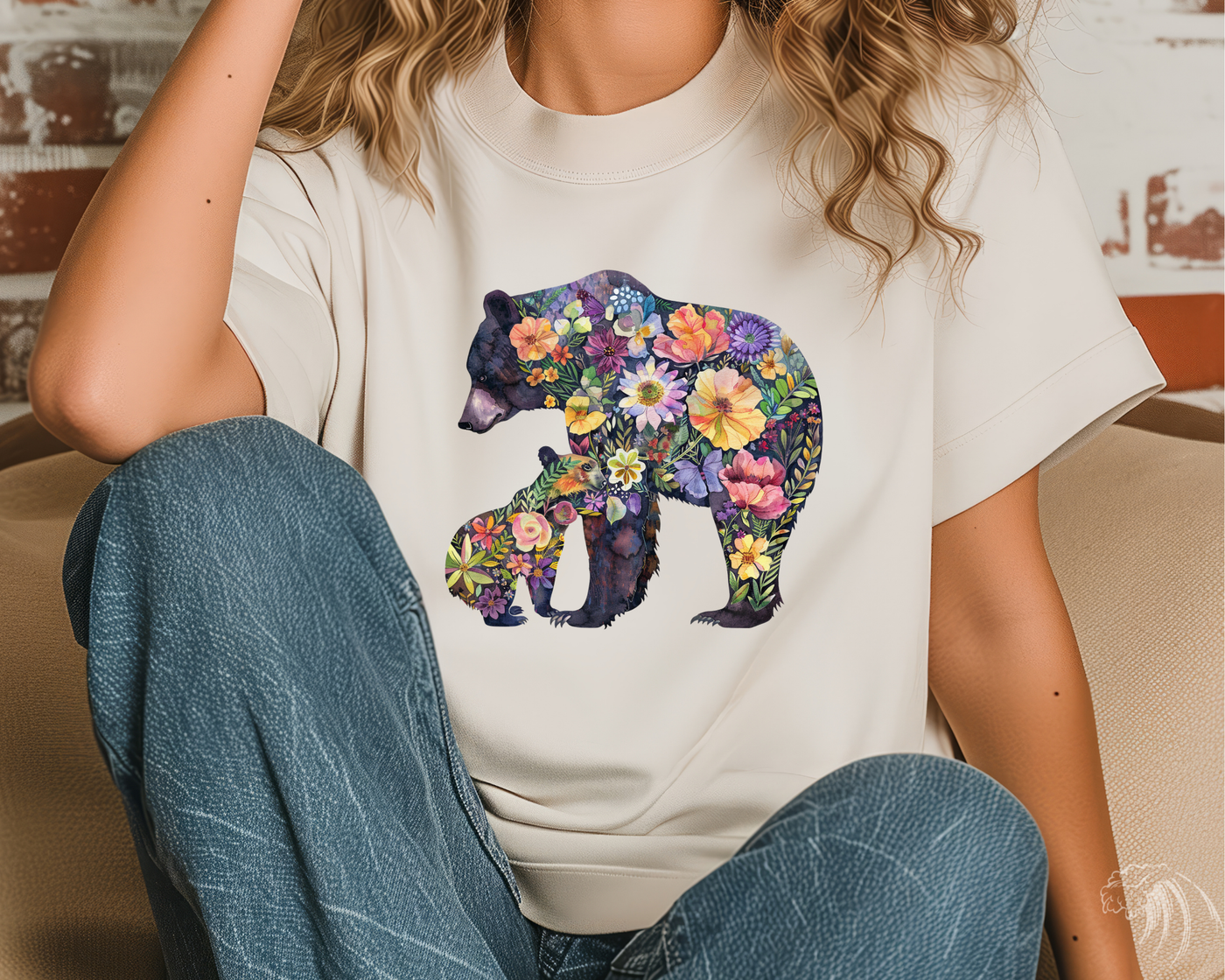 Floral Mama Bear Tee SAND COLOR