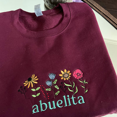 Custom embroidered Simple Name with floral maroon color