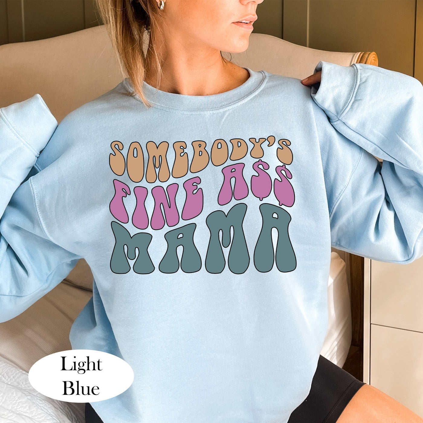 Aesthetic Mama Hoodie and Sweatshirt- Light Blue Color