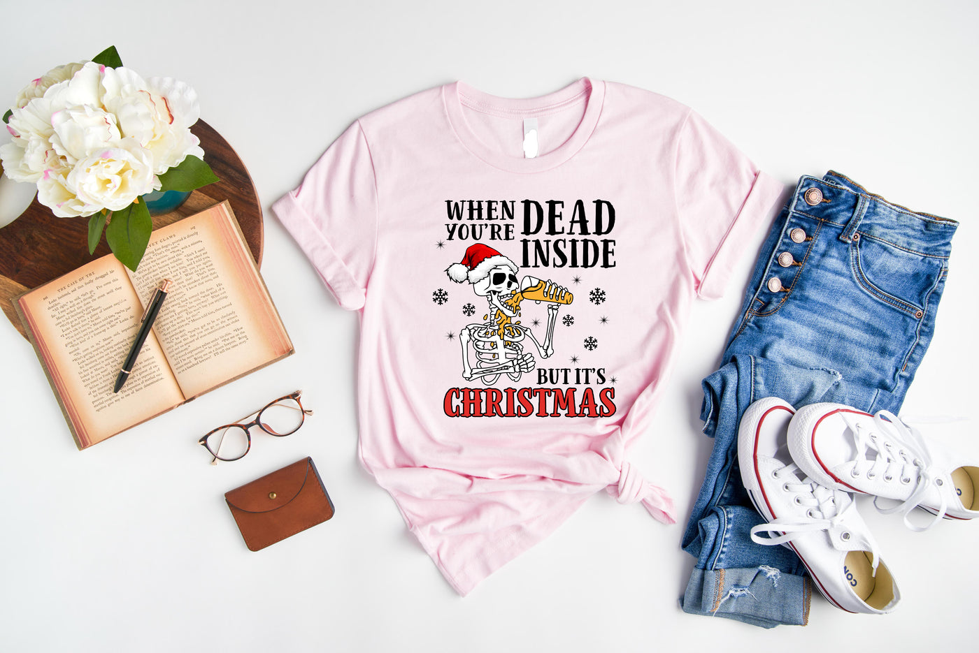 Christmas t-shirt light pink