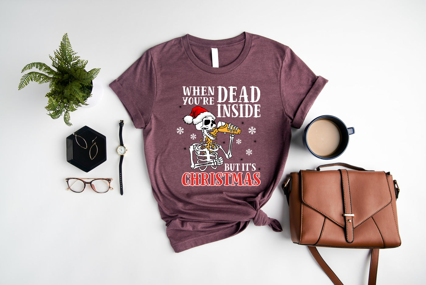 Christmas tshirt heather maroon