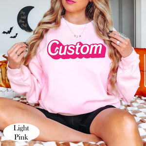 Personalized Vintage Doll Baby Girl Sweatshirt-Light Pink Color