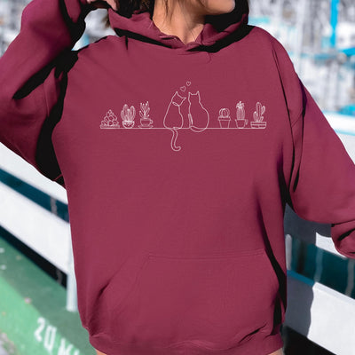 Cat Plant Lover Sweatshirt- maroon color