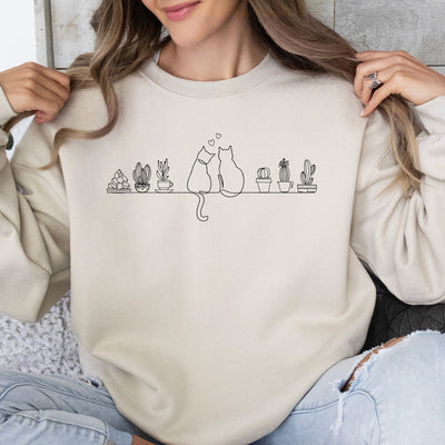 Cat Plant Lover Sweatshirt- sand color