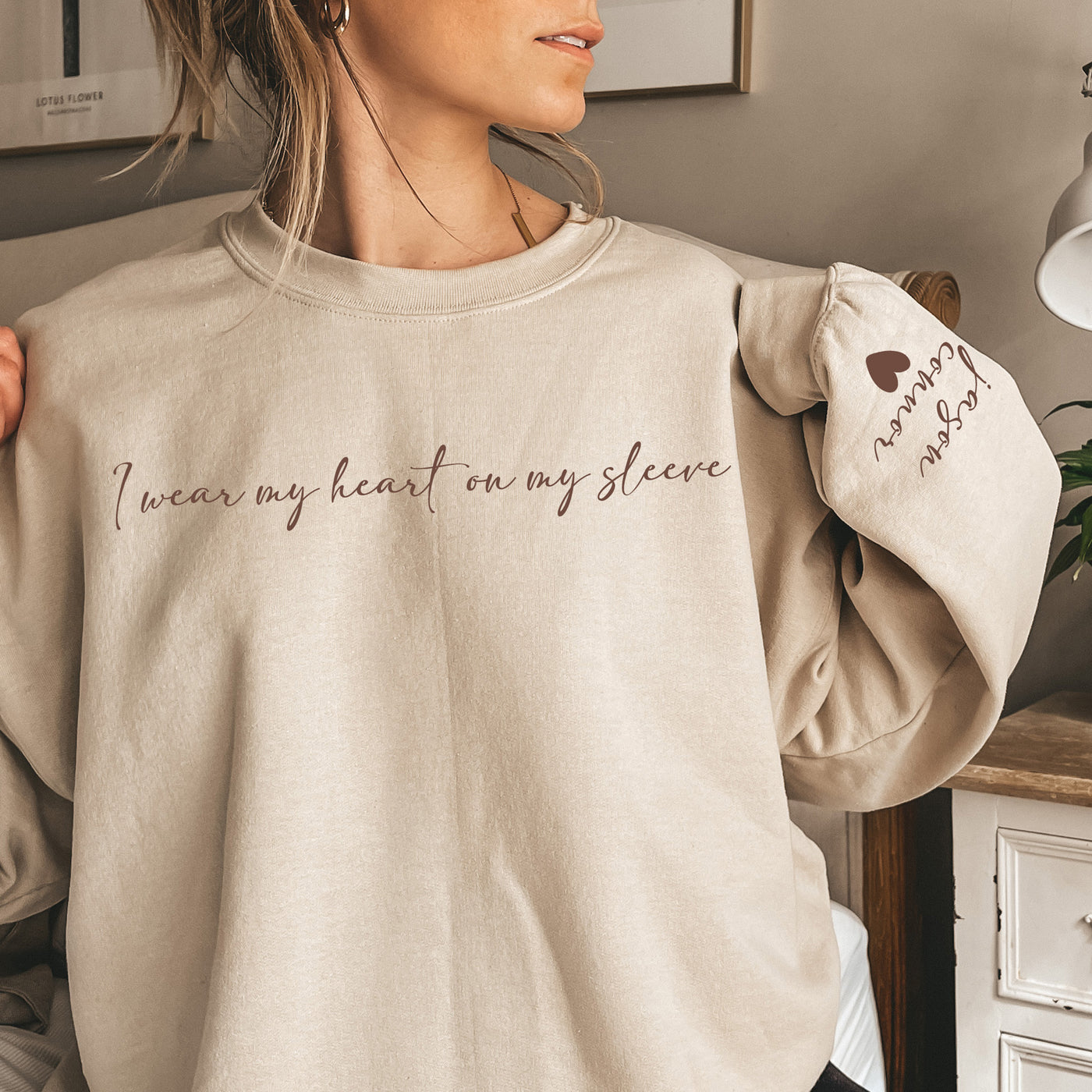 I Wear My Heart On My Sleeve Sweatshirt sand color1