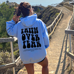 Faith Over Fear Hoodie carolina blue