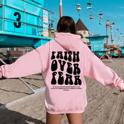 Faith Over Fear Hoodie light pink