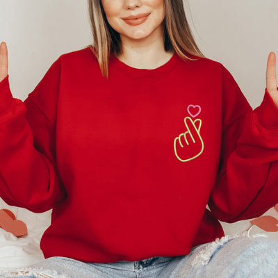 Korean finger k-drama red sweatshirt