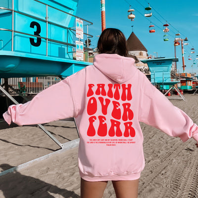 Faith Over Fear Hoodie light pink