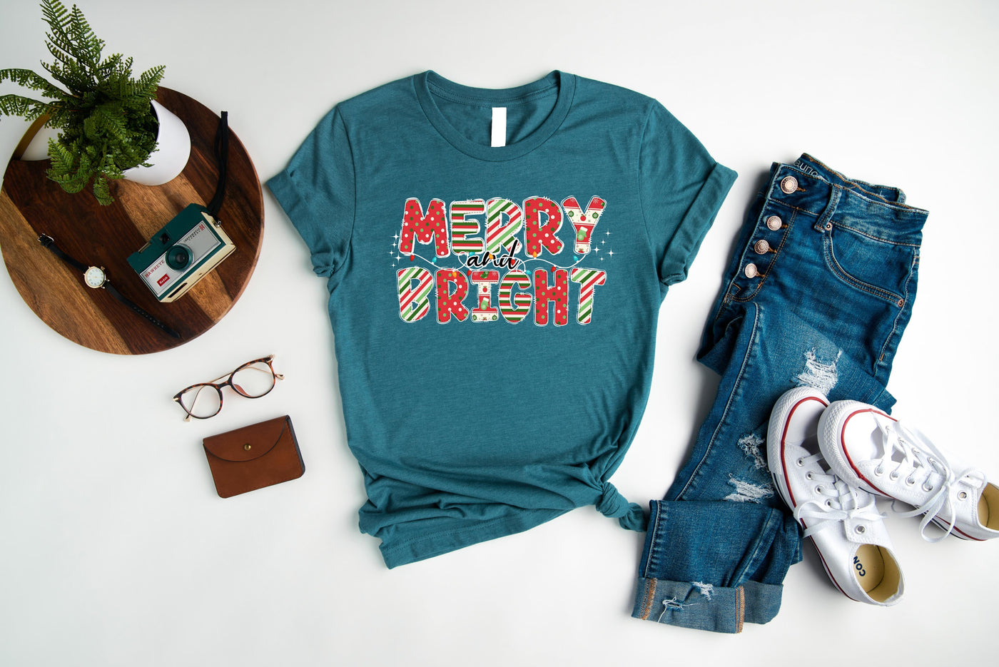 Christmas Lights Heather deep teal T-Shirt