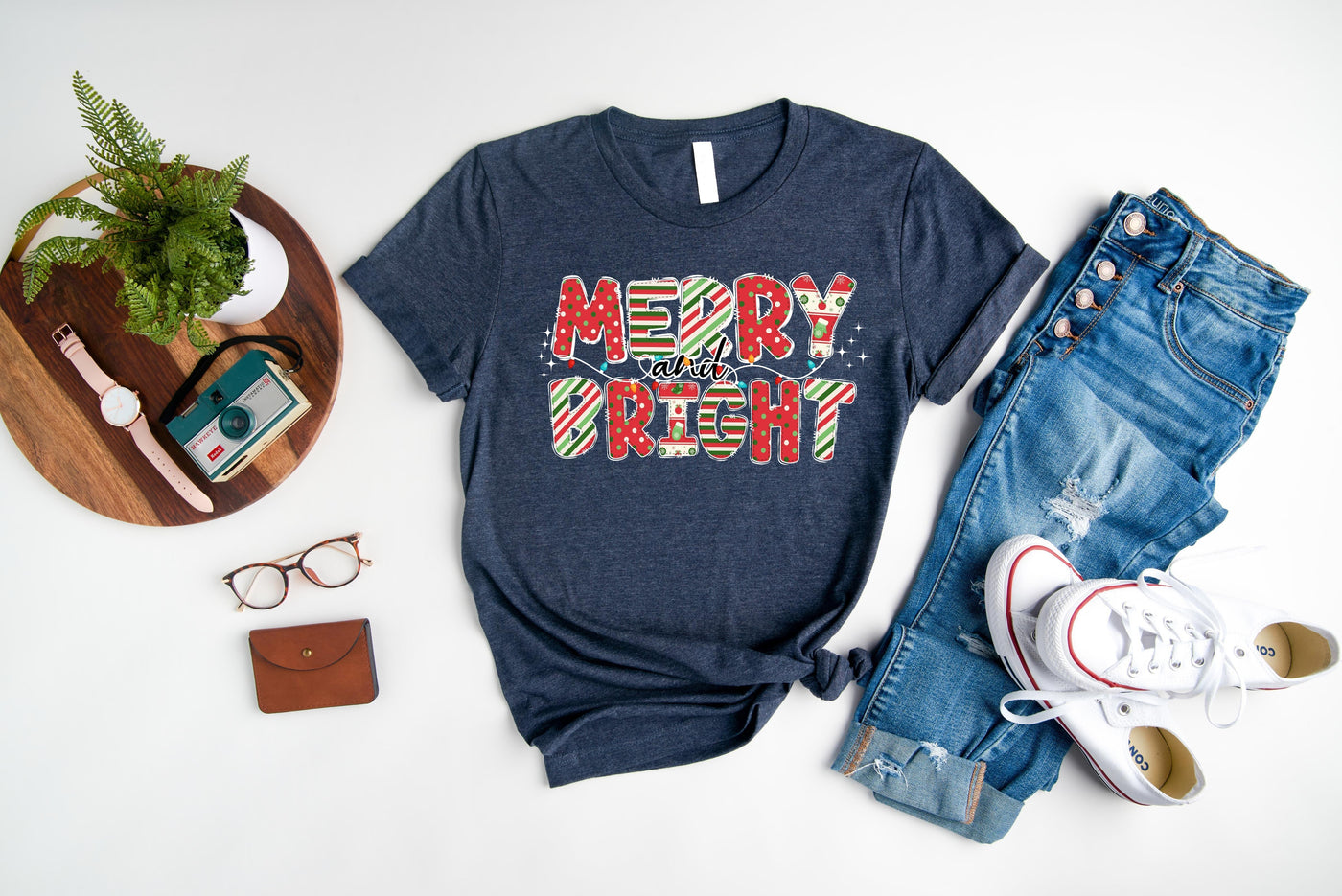 Christmas Lights Heather navy T-Shirt