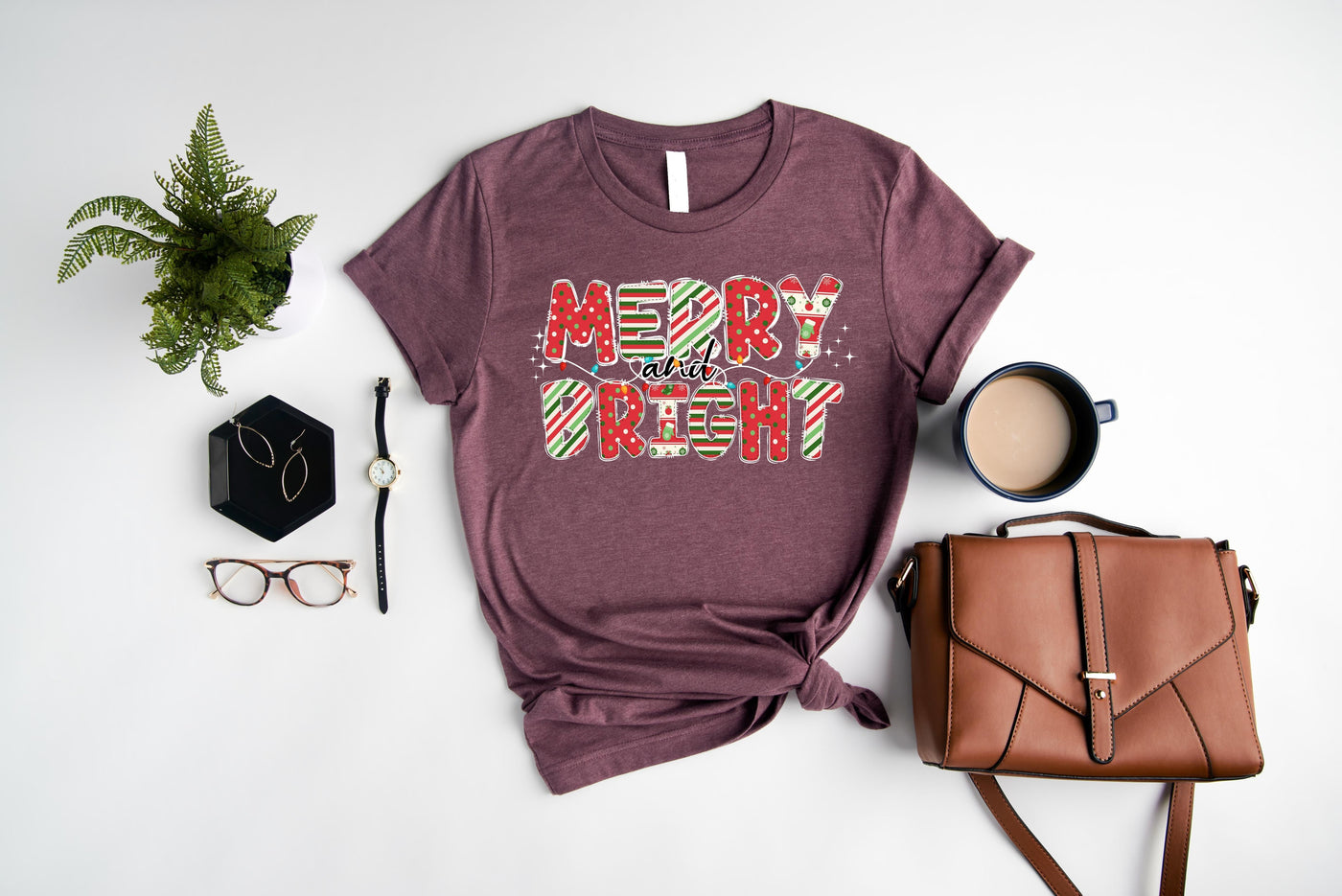 Christmas Lights Heather maroon T-Shirt