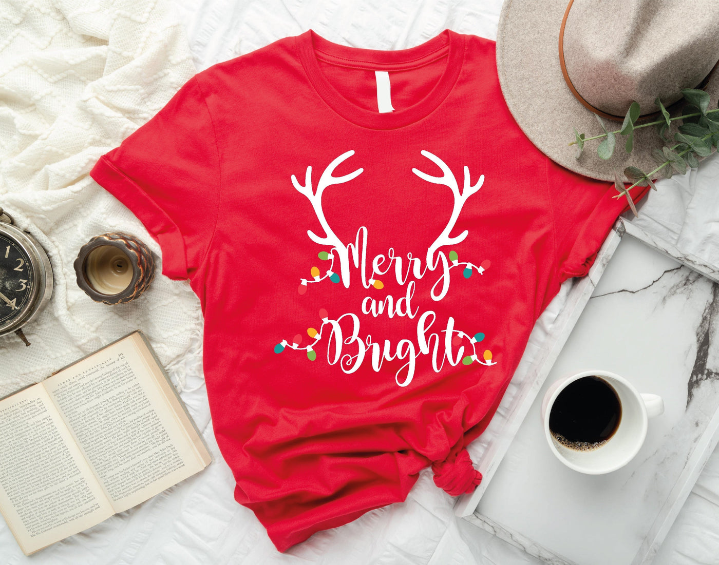 Merry and bright red t-shirt