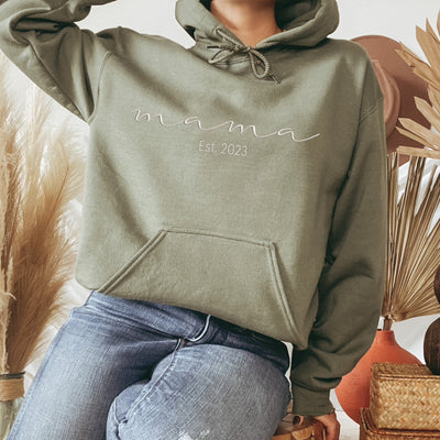 Custom Embroidered Mama military green Sweatshirt