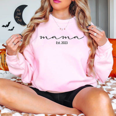 Custom Embroidered Mama light pink Sweatshirt