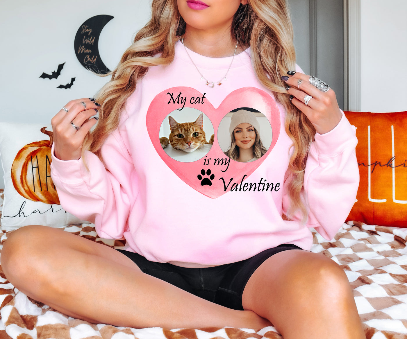 Custom Valentine's Day Sweatshirt, Personalized Love Sweatshirt, My cat is my valentine