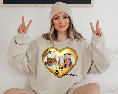 Custom Valentine's Day Sweatshirt, Personalized Love Sweatshirt, Valentine's Day Gift Sweatshirt My cat is my valentine