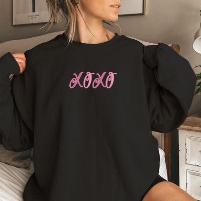 XOXO Embroidered Comfy Valentine black Sweater