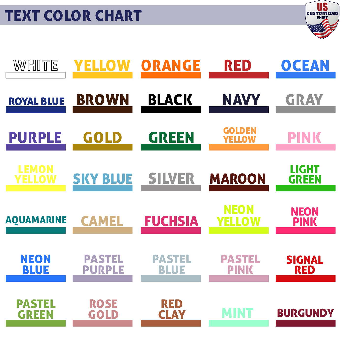 text color chart