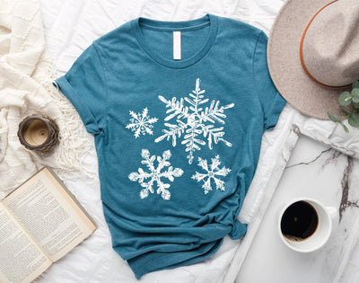 Let It Snow Snowflake Christmas Shirt, Heather Deep Teal Color