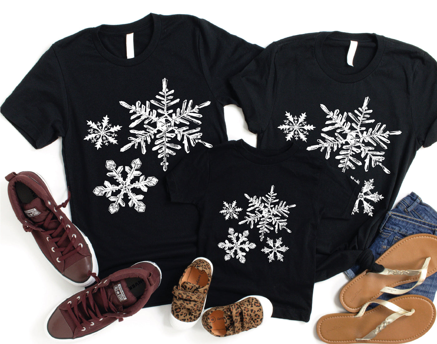 Let It Snow Snowflake Christmas Shirt, Black Color