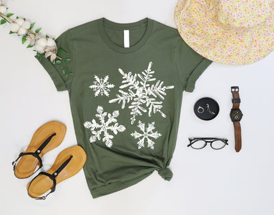 Let It Snow Snowflake Christmas Shirt, Military Green Color