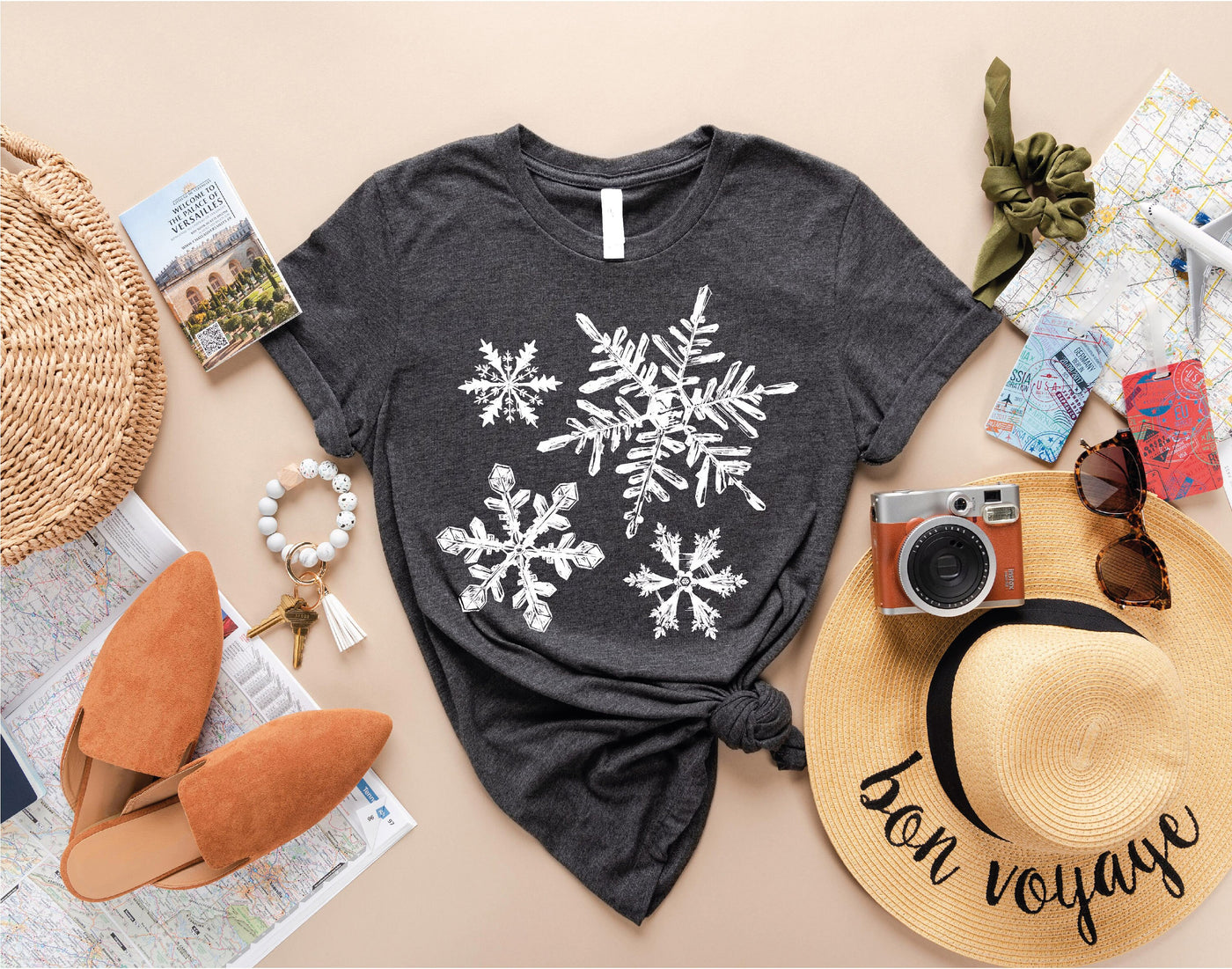 Let It Snow Snowflake Christmas Shirt, Dark Grey Heather Color