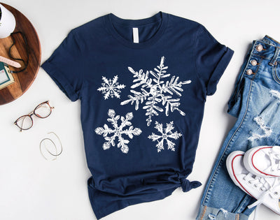 Let It Snow Snowflake Christmas Shirt, Navy Color