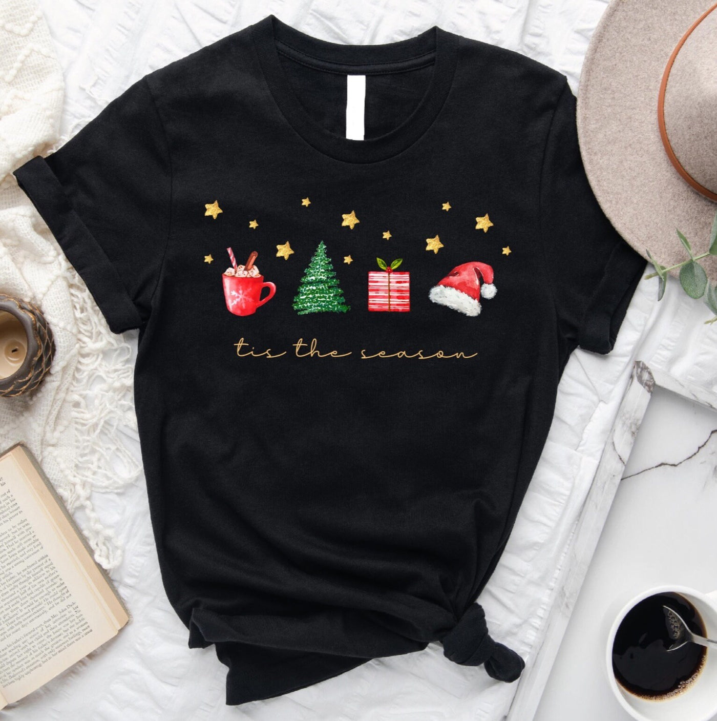 Tis the Season Christmas T-Shirt, Black Color