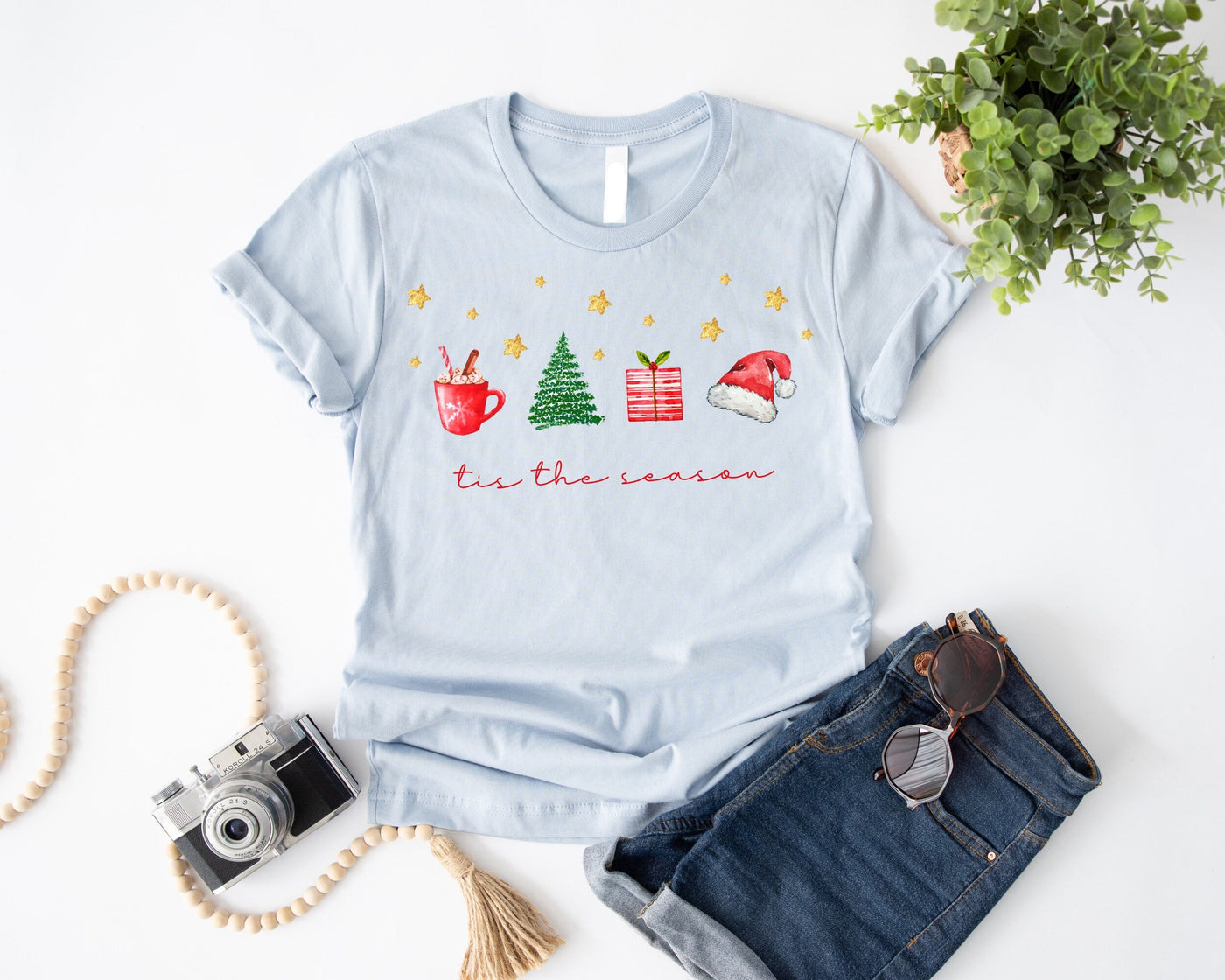 Tis the Season Christmas T-Shirt, Light Blue Color