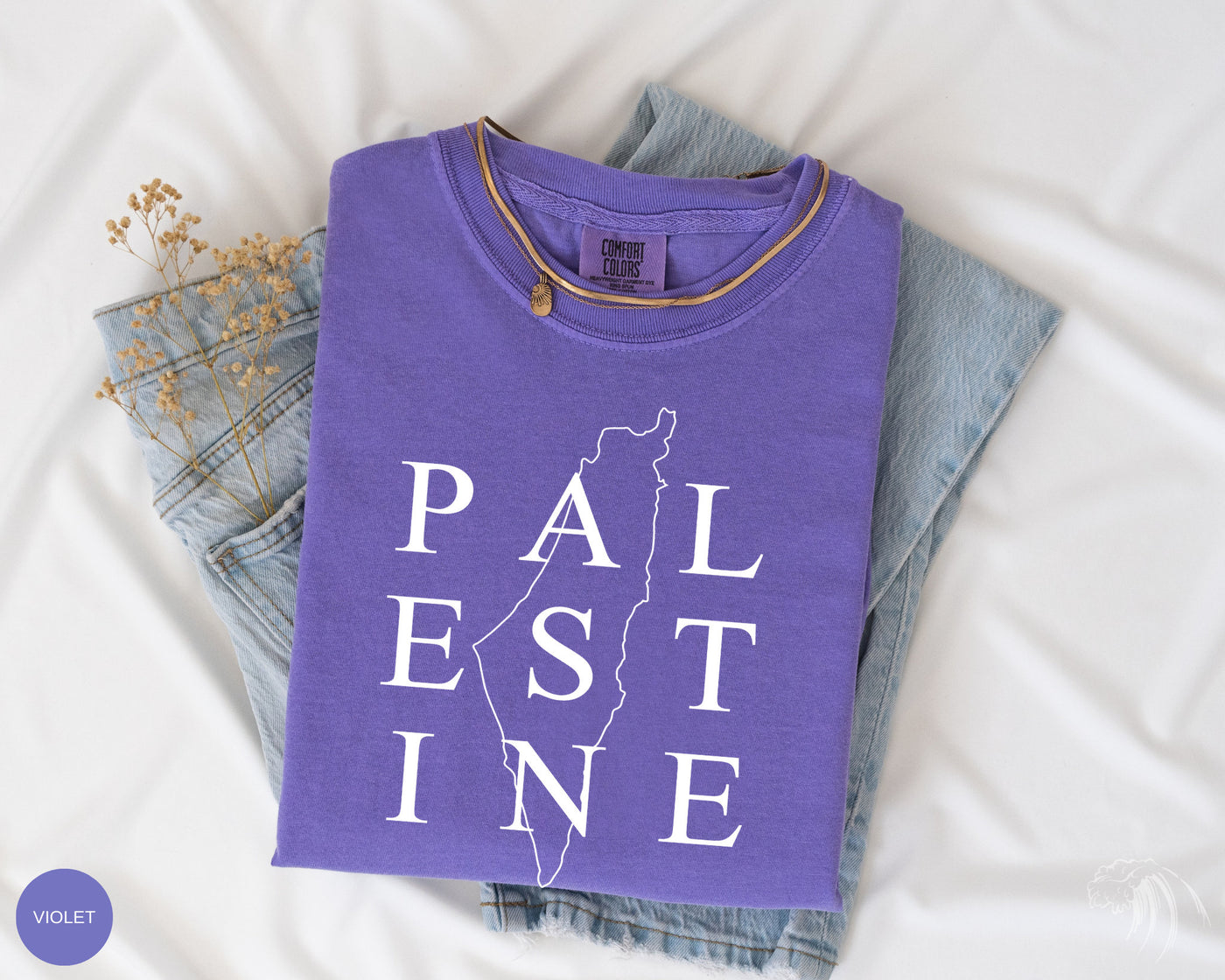 Palestine Map T-Shirt, Comfort Colors Violet Color