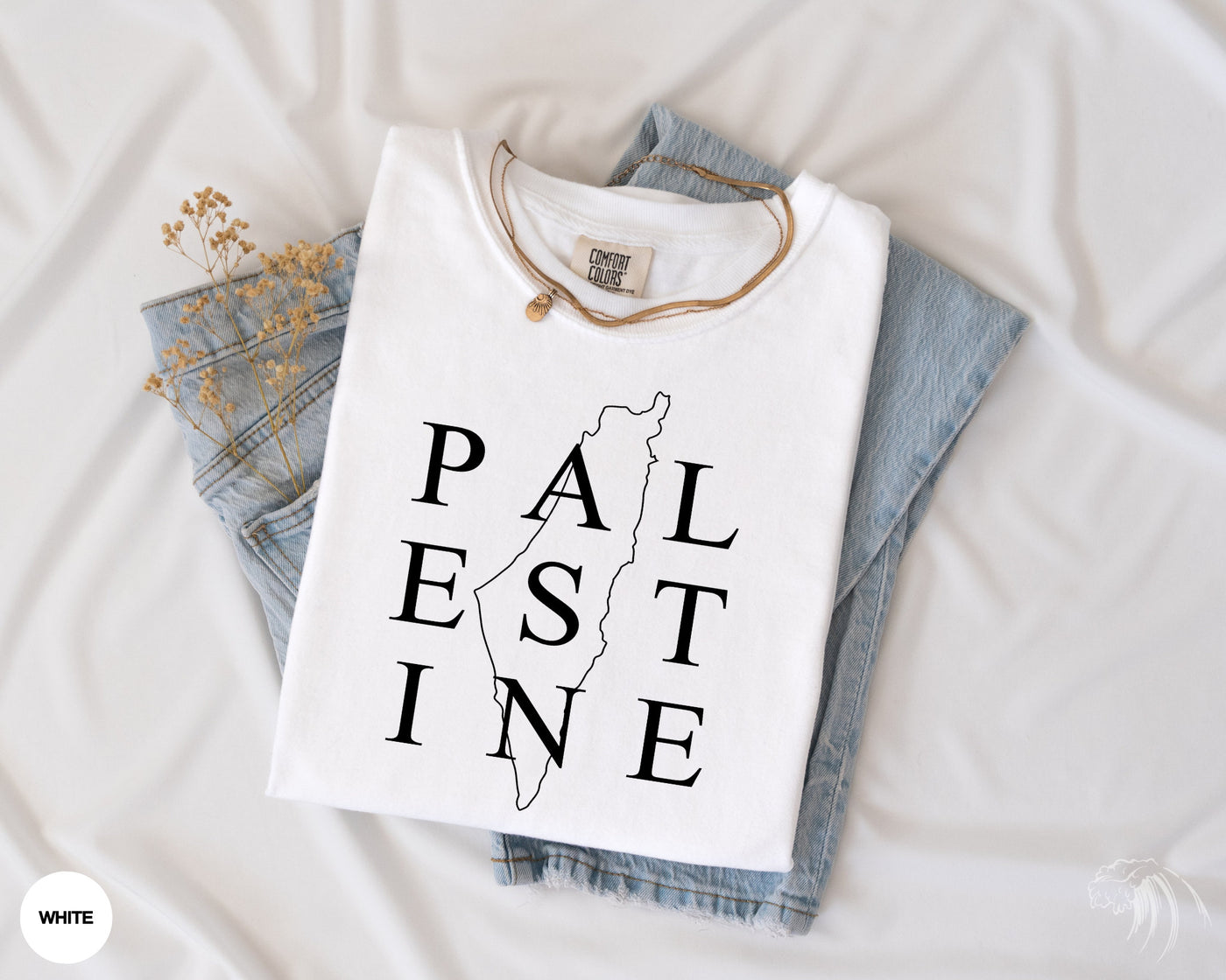 Palestine Map T-Shirt, Comfort Colors White Color