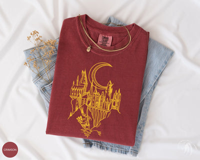 Magical School Castle T-Shirt, Comfort Colors Crimson Color