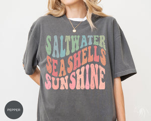  saltwater seashells sunshine Comfort Color t-shirt Pepper Color