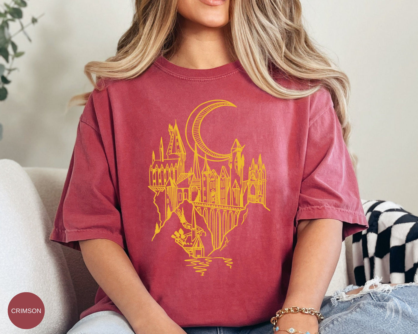 Magical School Castle T-Shirt, Comfort Colors Crimson Color