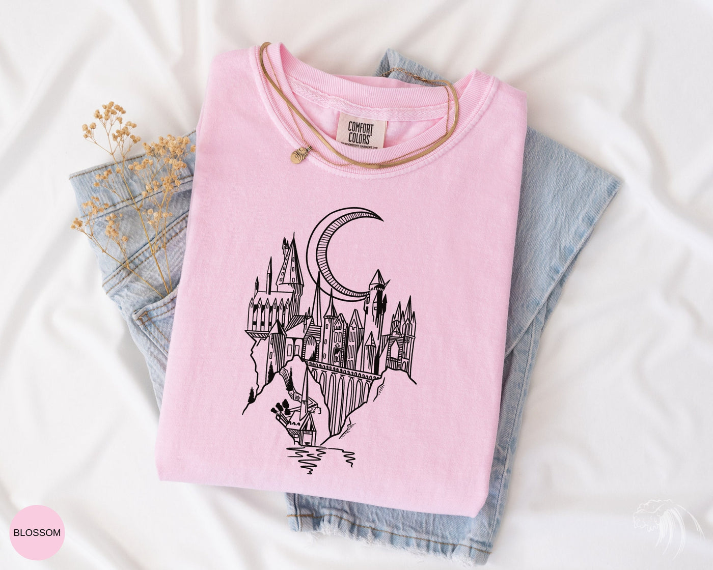 Magical School Castle T-Shirt, Comfort Colors Blossom Color