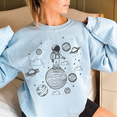 Space Themed light blue sweatshirt