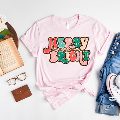 Boho Merry & Bright T-Shirt light pink