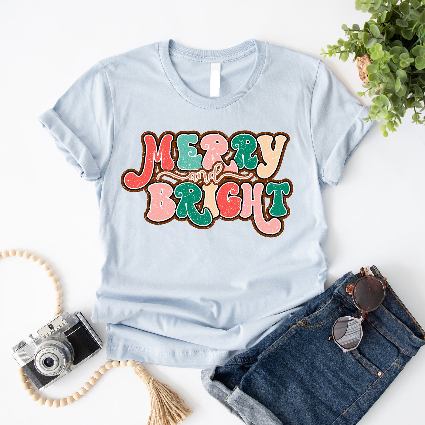 Boho Merry & Bright T-Shirt light blue