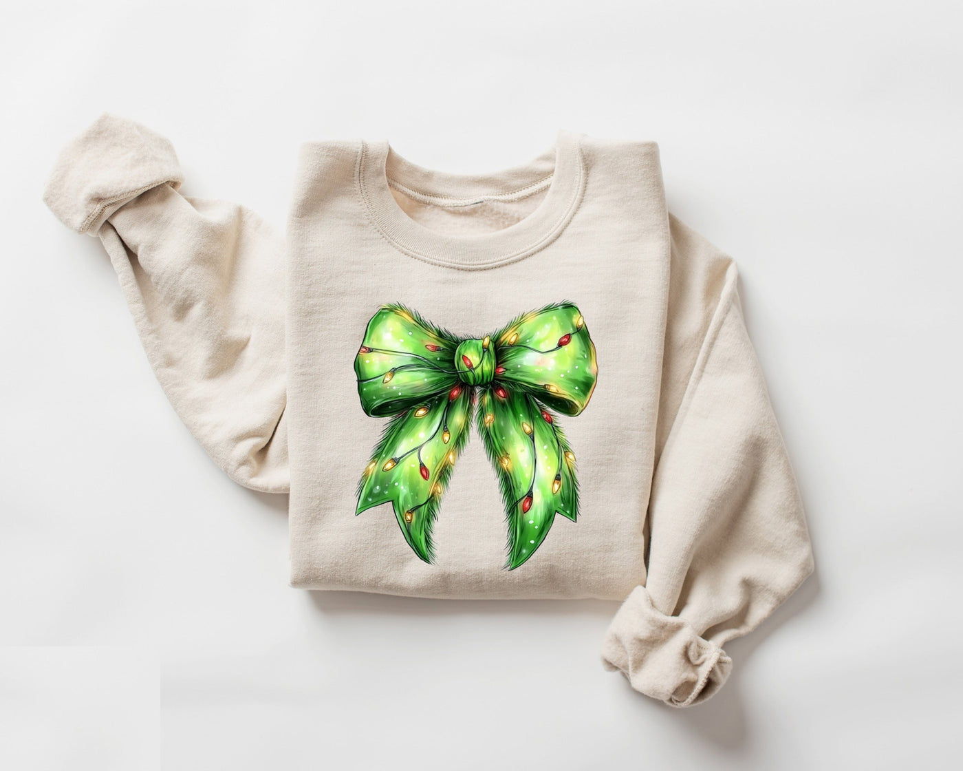 Grincmas Coquette Bow Shirt SAND SWEATSHIRT