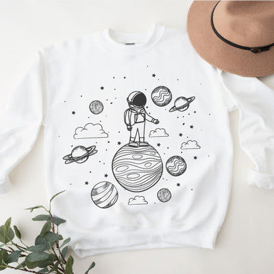 Space Themed white sweatshirt