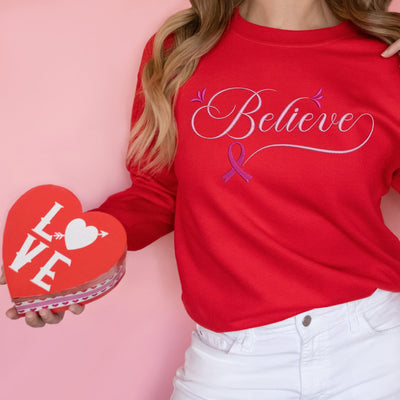 Believe Valentines Day Embroidery Sweatshirt - Perfect Gift for Mom, Wife, or Her! ES016 - US Custom Shirt