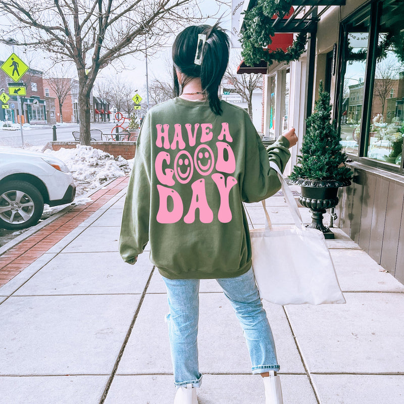 Have A Good Day Aesthetic Hoodie Inspirational Positive Smile Face Hoodie Good Vibes Hoodie Aesthetic Clothing Boho Teenager Gift PD457 - US Custom Shirt