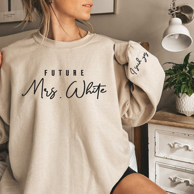 Personalized Future Mrs. Sweatshirt with embroidery, I Said Yes Shirt, Bridal Shower Gifts, Bride To Be Shirt, Wedding Gifts Custom Mrs. Last Name Tee, ES024 - US Custom Shirt